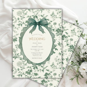 Grüne florale Vintage-Hochzeit Einladung
