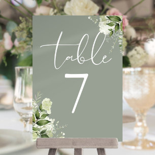 Grüne FloralSage-Hochzeitstisch-Nummer Einladung