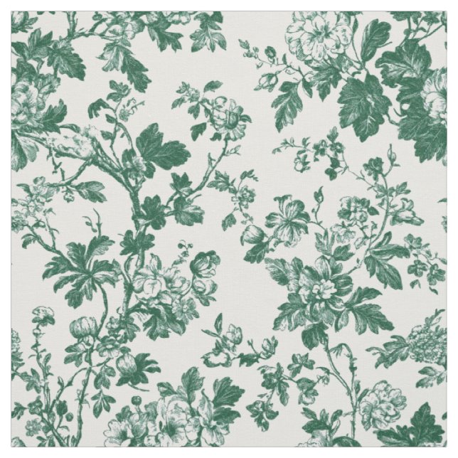 Grüne Floralzweig-Toile-Muster Stoff (Muster)