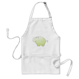 Grüne Flusspferd-Küche, die Schürze kocht