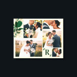 Grüne Foliage Hochzeitfotografie Leinwanddruck<br><div class="desc">Green & Gold Foliage mit Custom Monogram Initial Letter - Stilvoll und schön mit Ihren 5 Hochzeitsfotografien - Maßgeschneiderte Collage mit eingewickelten Leinwände mit Farbblockdesign in Grün, Beige und Gold - mit Ihrem mit Monogramm Anfangsbuchstaben und 5 Hochzeitstagsfotos! Es macht Spaß, zu erstellen, und ich habe es sehr einfach gemacht,...</div>