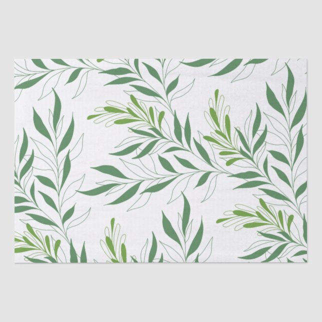 Grüne Foliage Muster elegant grün und weiß Seidenpapier (Vorderseite)