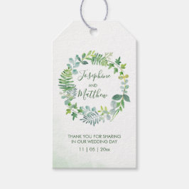 Grüne Foliage Wreath Gastgeschenk Hochzeit Geschenkanhänger