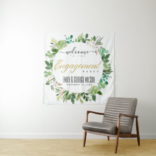 GRÜNE FOLIAGE WREATH WATERCOLOR VERLOBUNG WILLKOMM WANDTEPPICH