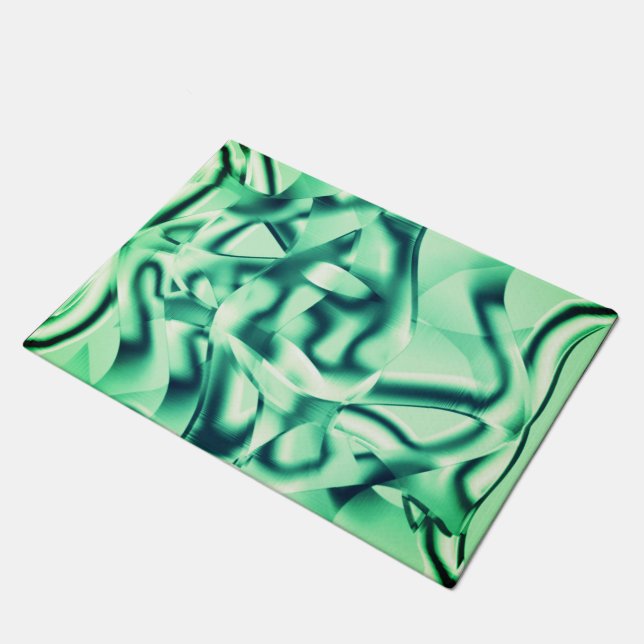 Grüne Formen aus Acryl, einige Minzfarben Fußmatte (Schrägansicht)