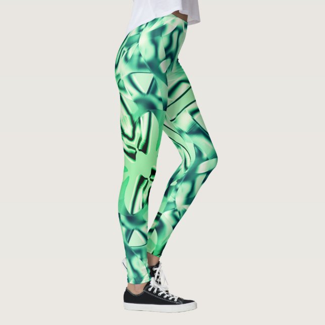 Grüne Formen aus Acryl, einige Minzfarben Leggings (Rechts)