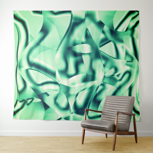 Grüne Formen aus Acryl, einige Minzfarben Wandteppich (Beispiel (Horizontal))