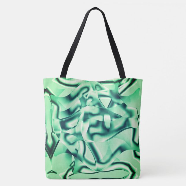Grüne Formen aus Acryl, mit Pfefferminztönen Tasche (Rückseite)