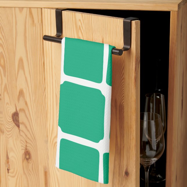 Grüne Formen Quadrate fett asymmetrisch Geschirrtuch (Drittel gefaltet)