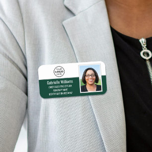 Grüne Foto-Sicherheit für Geschäftsmitarbeiter Namensschild