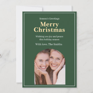 Grüne Foto-Weihnachtskarte Feiertagskarte