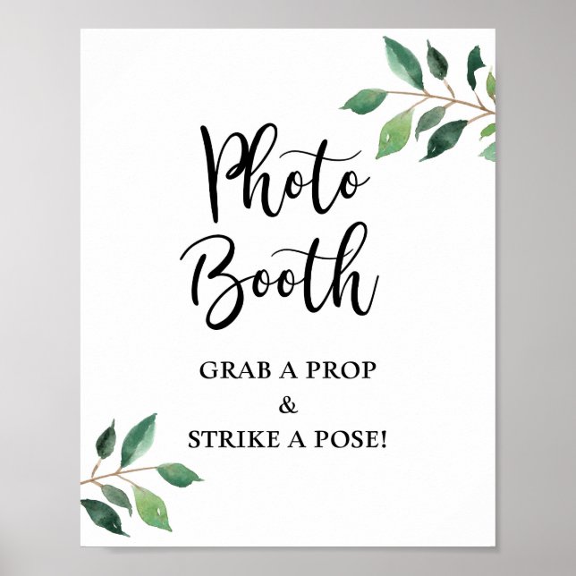 Grüne Fotoautomaten-Hochzeit- oder Party-Schilder Poster (Vorne)