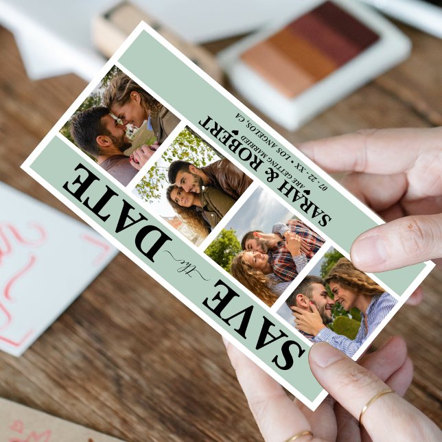 Grüne Fotobox-Collage Save The Date (Green Photo Booth Collage Save The Date)