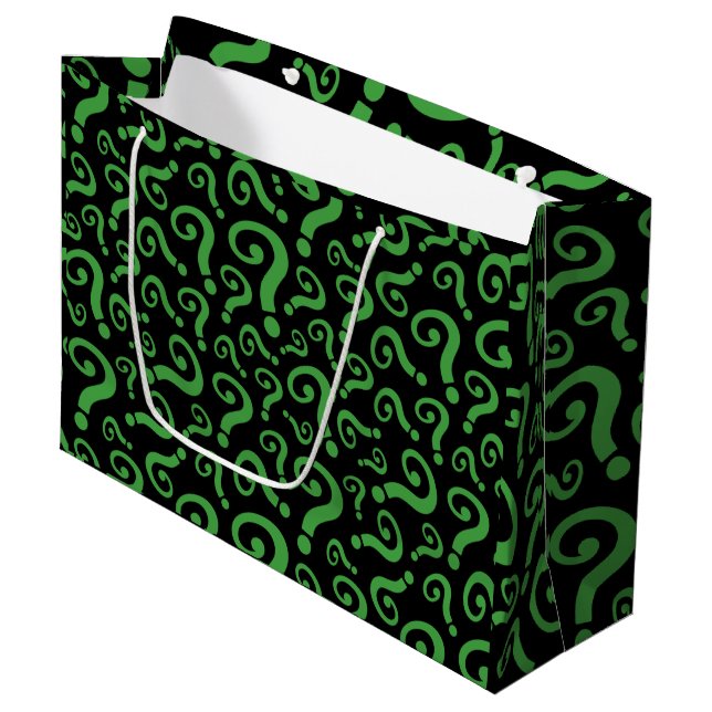 Grüne Frage Große Geschenktüte (Vorderseite Schrägansicht)