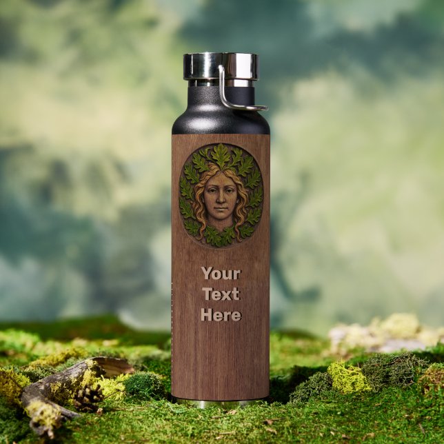 Grüne Frau - Holz Trinkflasche (Außenbereich (gedreht))