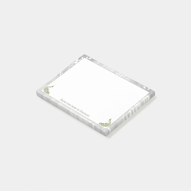 Grüne Friedensnotizen Post-it Klebezettel (angewinkelt)