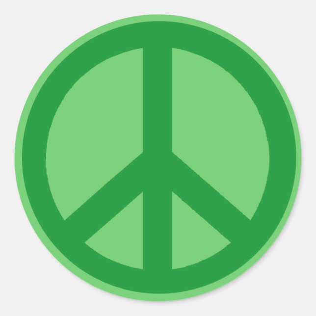 Grüne Friedenszeichen Runder Aufkleber (Vorderseite)