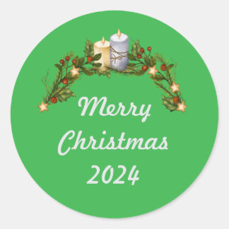 Grüne frohe Weihnachten 2024 Runder Aufkleber