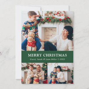 Grüne Frohe Weihnachten Foto-Collage-Karte