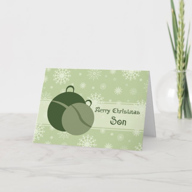 Grüne frohe Weihnachten für Sohn-Karte (Vorderseite)