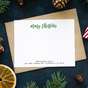 Grüne Frohe Weihnachten Typografie Klassische Fami Mitteilungskarte