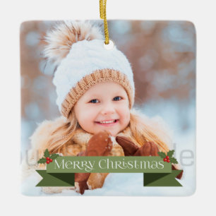 Grüne, frohe Weihnachtsfeiertage Keramikornament