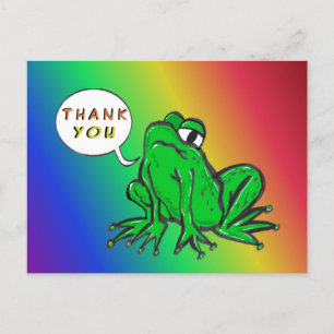 Grüne Frosch-Cartoon-DANKE-Schön-Postkarte Postkarte