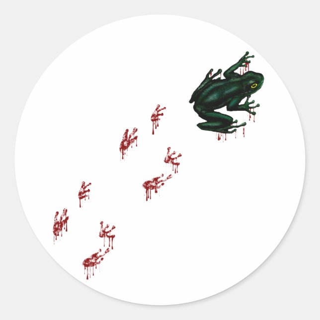 Grüne Froschblütenspuren Goth Amphibian Runder Aufkleber (Vorderseite)