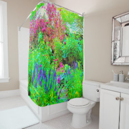 Grüne Frühlingsgärtnerei mit Peongs Duschvorhang