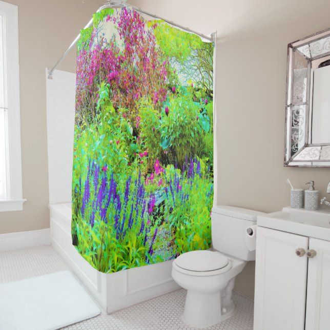 Grüne Frühlingsgärtnerei mit Peongs Duschvorhang (Beispiel)
