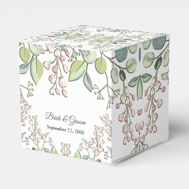 Grüne Frühlingsrosa Blume Gefälligkeitsbox Geschenkschachtel (Vorderseite)