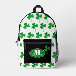 Grüne Funkelnd Kleeblätter Mit Monogramm St Patric Bedruckter Rucksack
