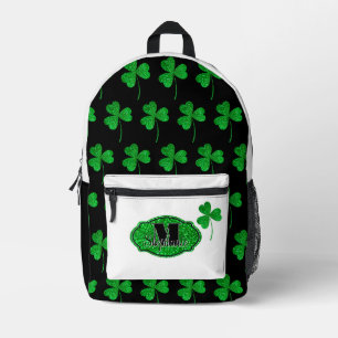 Grüne Funkelnd Kleeblätter Mit Monogramm St Patric Bedruckter Rucksack