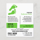 Grüne Fußabdrücke, Podiatrie-Klinik, Podiatrist Flyer<br><div class="desc">Grüne Fußabdrücke,  Podiatrie-Klinik,  Podiatrist Werbung Flyer von der Business Card Store.</div>