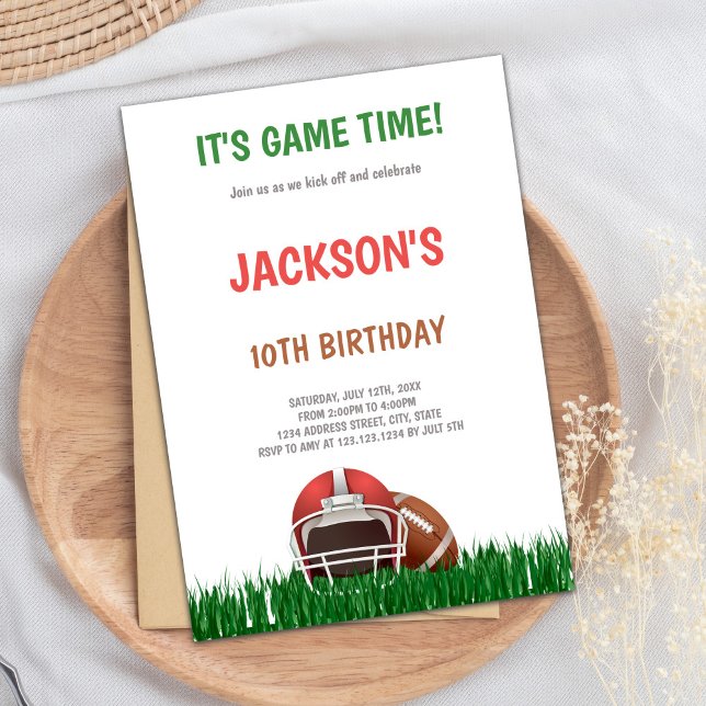 Grüne Fußball Einladung zum Geburtstag (Grass Green Football Birthday Invitations)