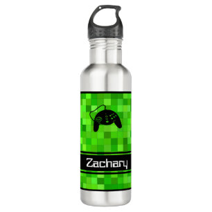 Grüne Gamer-Pixel   PERSONALISIERT Edelstahlflasche