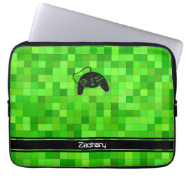 Grüne Gamer-Pixel | PERSONALISIERT Laptopschutzhülle