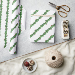 Grüne Garland mit Berries Weihnachten Geschenkpapier