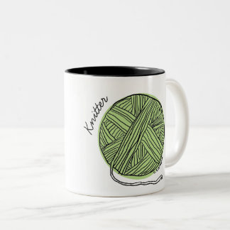 Grüne Garn-Ball-Stricker-Tasse Zweifarbige Tasse