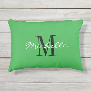 Grüne Garten-Kissen mit elegantem Namensmonogramm Kissen Für Draußen