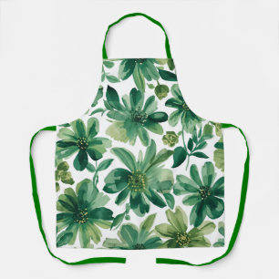 Grüne Gartenaquarellmalerei Botanische Blumen Schürze