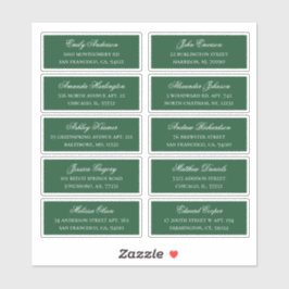 Grüne Gästennamen. Versandaufkleber für Hochzeiten Aufkleber
