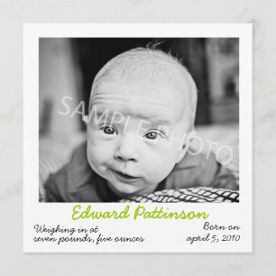 Grüne Geburts-Mitteilung Ankündigung