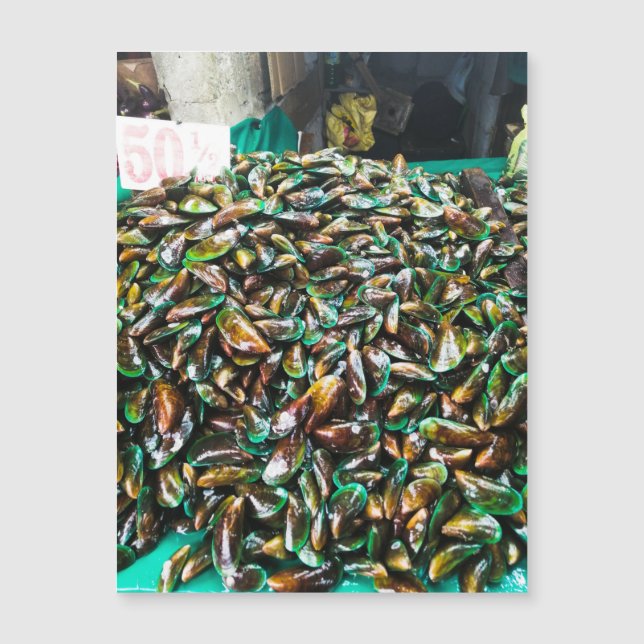 Grüne geklebte Mussels für den Verkauf von Magnetk Magnetkarte (Vorderseite)