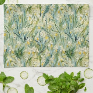 Grüne gelbe Botanische Iris Muster Küchentücher