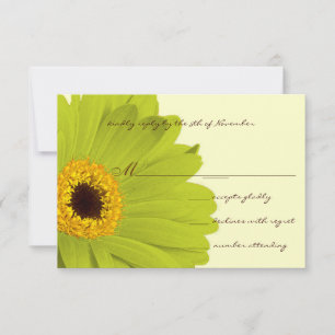 Grüne Gelbe Elegante Gerber Hochzeitseinladung RSVP Karte
