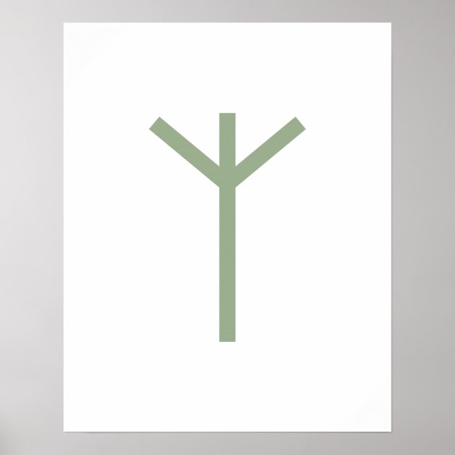 Grüne geometrische Algiz (Schutz) Poster (Vorne)