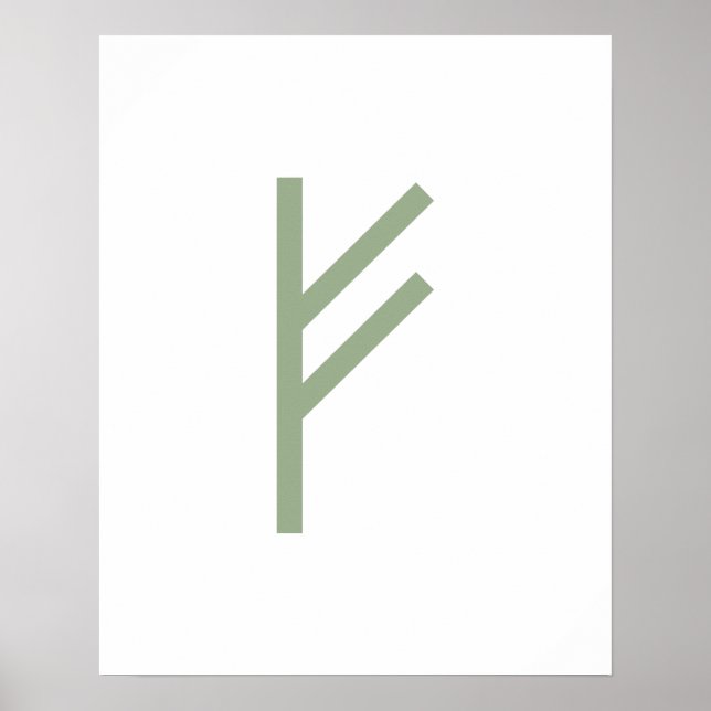 Grüne geometrische Fehu (Wohlstand) Poster (Vorne)
