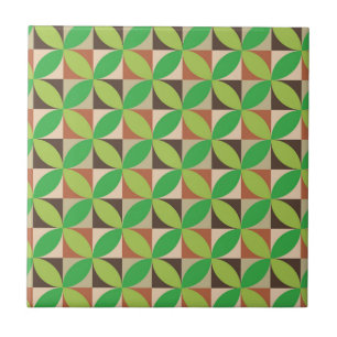 Grüne geometrische Kreise der Mitte des Jahrhunder Fliese