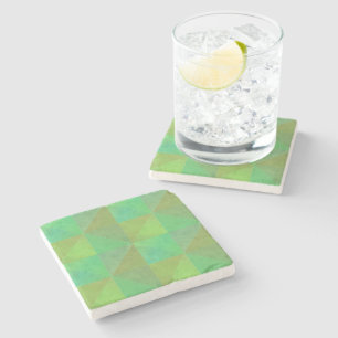 Grüne geometrische Kunst Dreiecks-Muster Steinuntersetzer